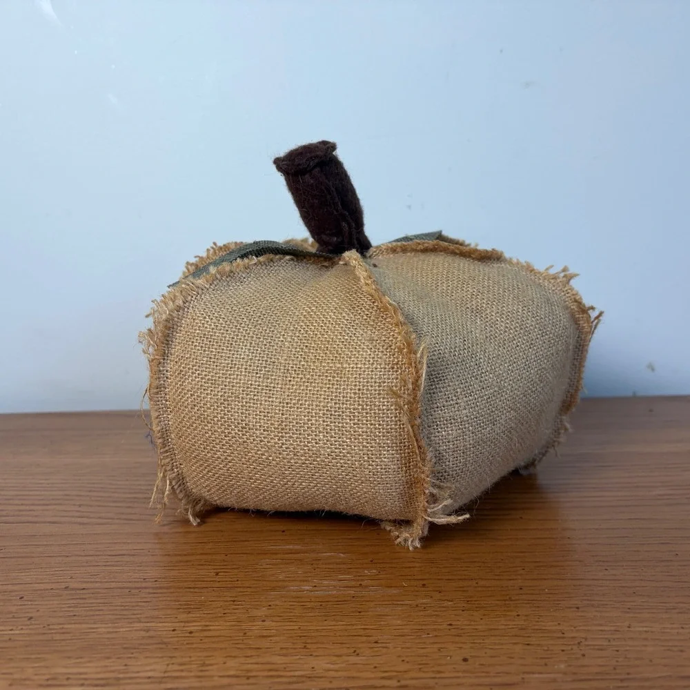 Rustic Burlap Pumpkin Autumn Harvest Tabletop Decor Tan Brown